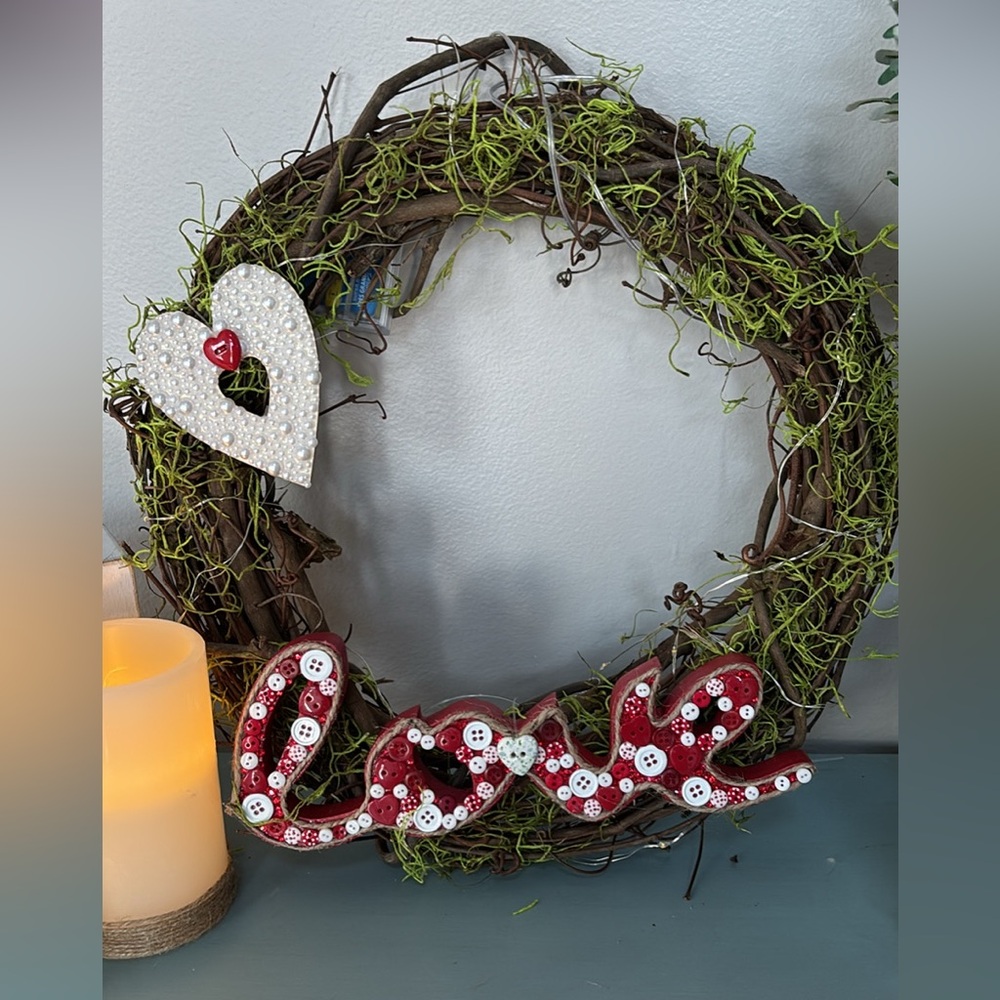 Handmade Rustic Love Wreath with Heart accent